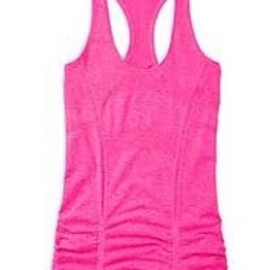 Athleta Pink fastest track Ruched Sleeveless Tank Top